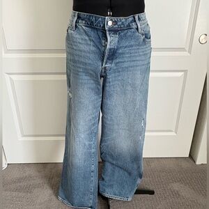 EXPRESS Relaxed Straight Low Rise Wide-Leg Blue Jeans